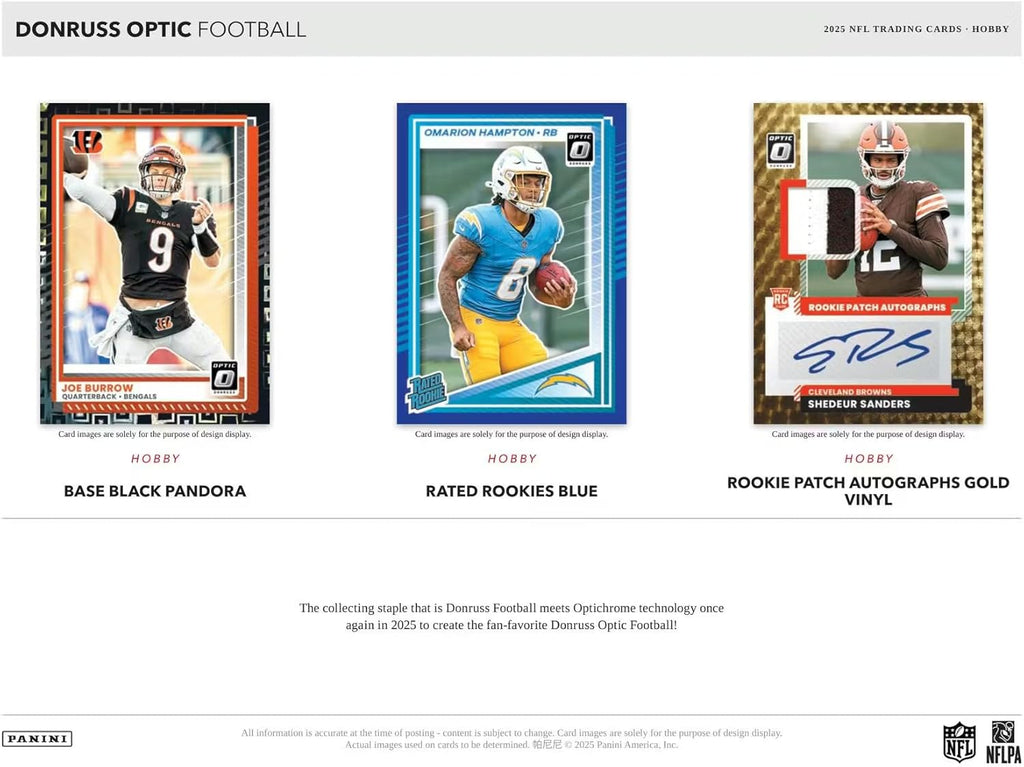 2025 Panini Donruss Optic Football Hobby Trading Card Box (1 Autograph Per Box)