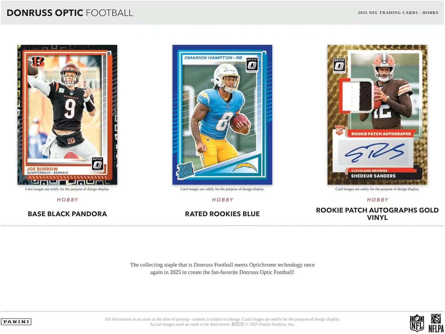 2025 Panini Donruss Optic Football Hobby Trading Card Box (1 Autograph Per Box)