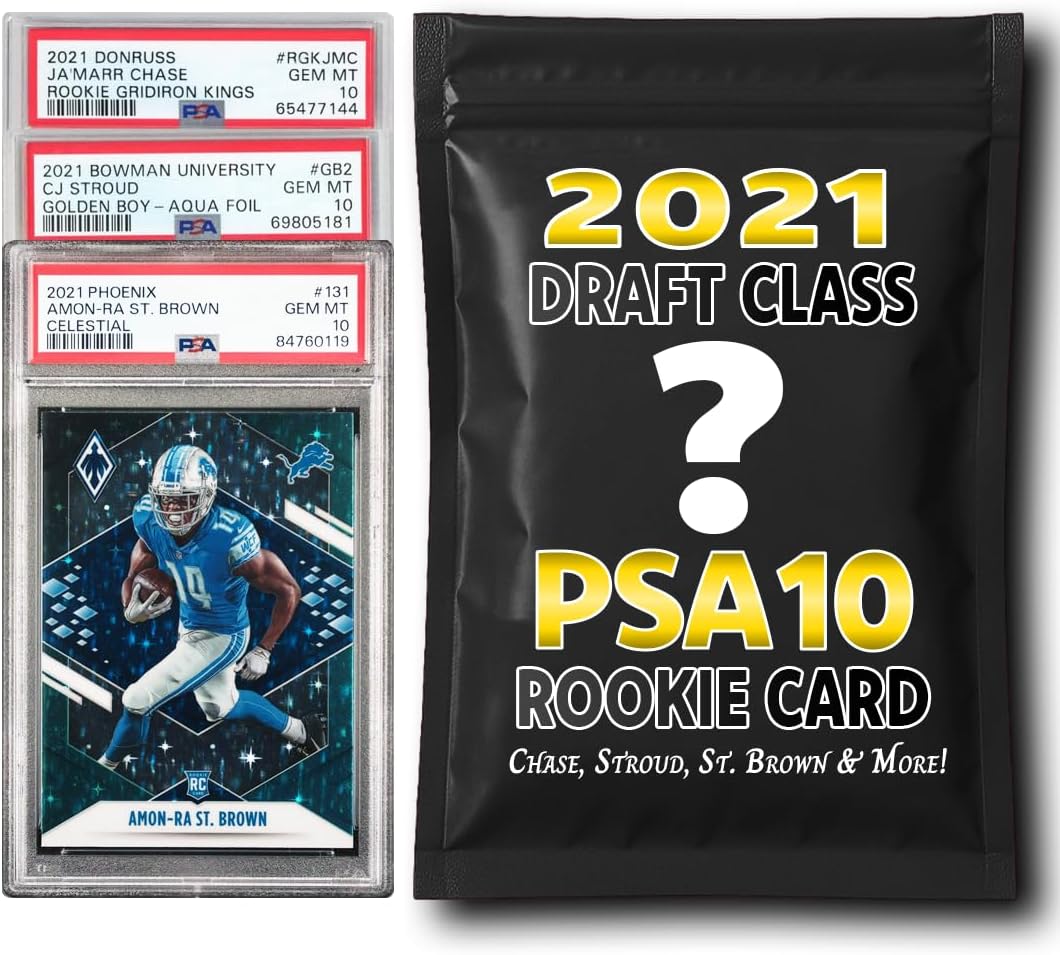 PSA 10 Graded 2021 NFL Rookie Card Mystery Pack (Chase, St. Brown, Parsons & More!)