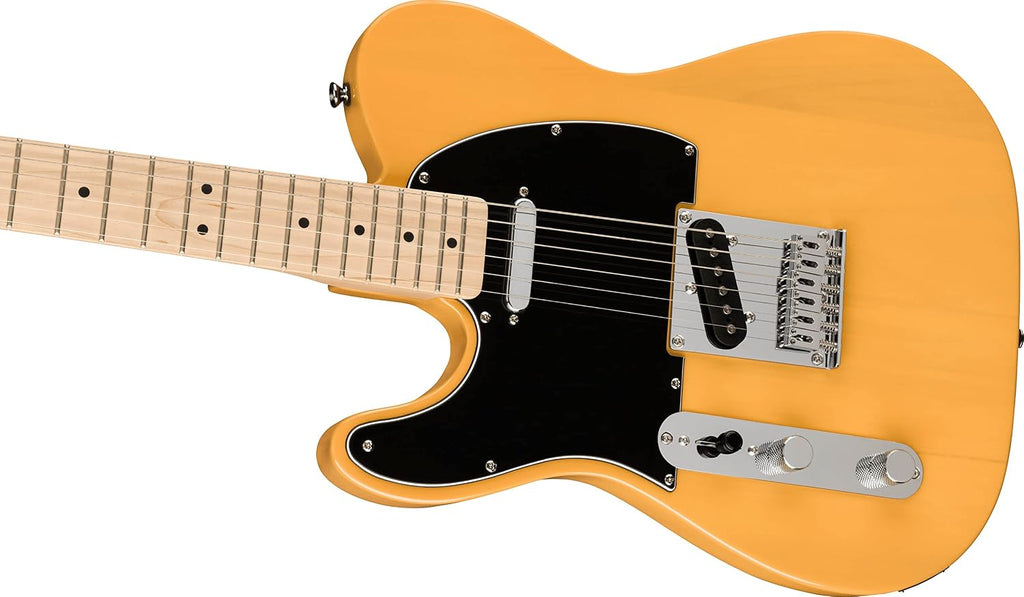 Fender Squier Affinity Telecaster w/Maple Fingerboard, Left Handed - Butterscotch Blonde Bundle with Gig Bag, Tuner, Strap, Picks, and Austin Bazaar Instructional DVD