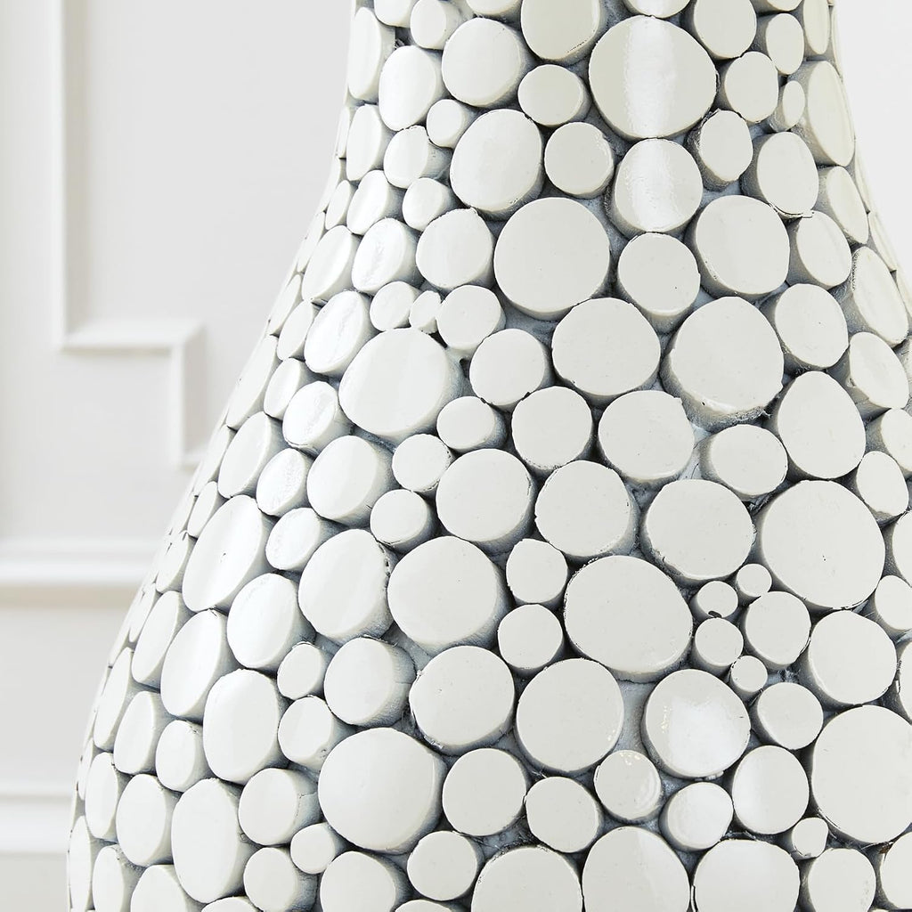 Z Gallerie Wood Oslo Floor Vase, Modern Flower Vase for Elegant Home Decor, Designed for Decorative Flowers & Foliage Living Room, Dining Room & Bedroom, White 12.60' D X 45' H