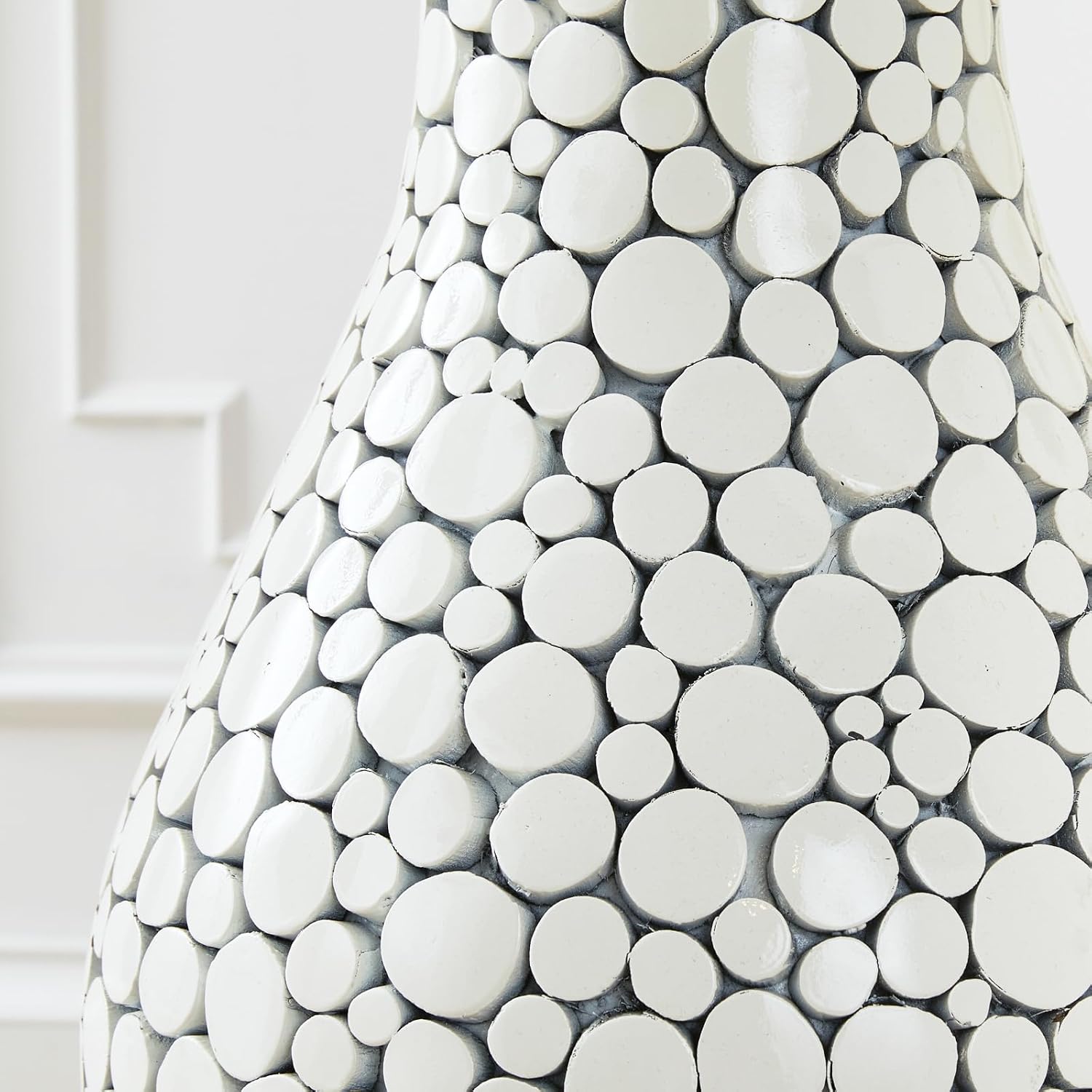 Z Gallerie Wood Oslo Floor Vase, Modern Flower Vase for Elegant Home Decor, Designed for Decorative Flowers & Foliage Living Room, Dining Room & Bedroom, White 12.60' D X 45' H
