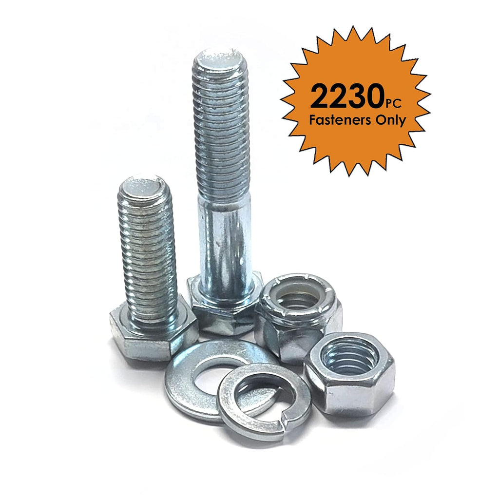 Titan Industrial Supply- 2,230 pcs Stainless Steel 18-8 Thread Hardware Assortment Kit with Hex Cap Screws, Hex Nuts, Nylon Locknuts, & Washers - Fasteners Only