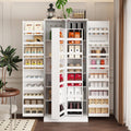 MOUMON Kitchen Pantry Storage Cabinet with Doors and Shelves, Rotating Racks, Tall Pantry Cabinet Cupboard with Door Racks, White, 19.7'D x 31.5'W x 72.2'H