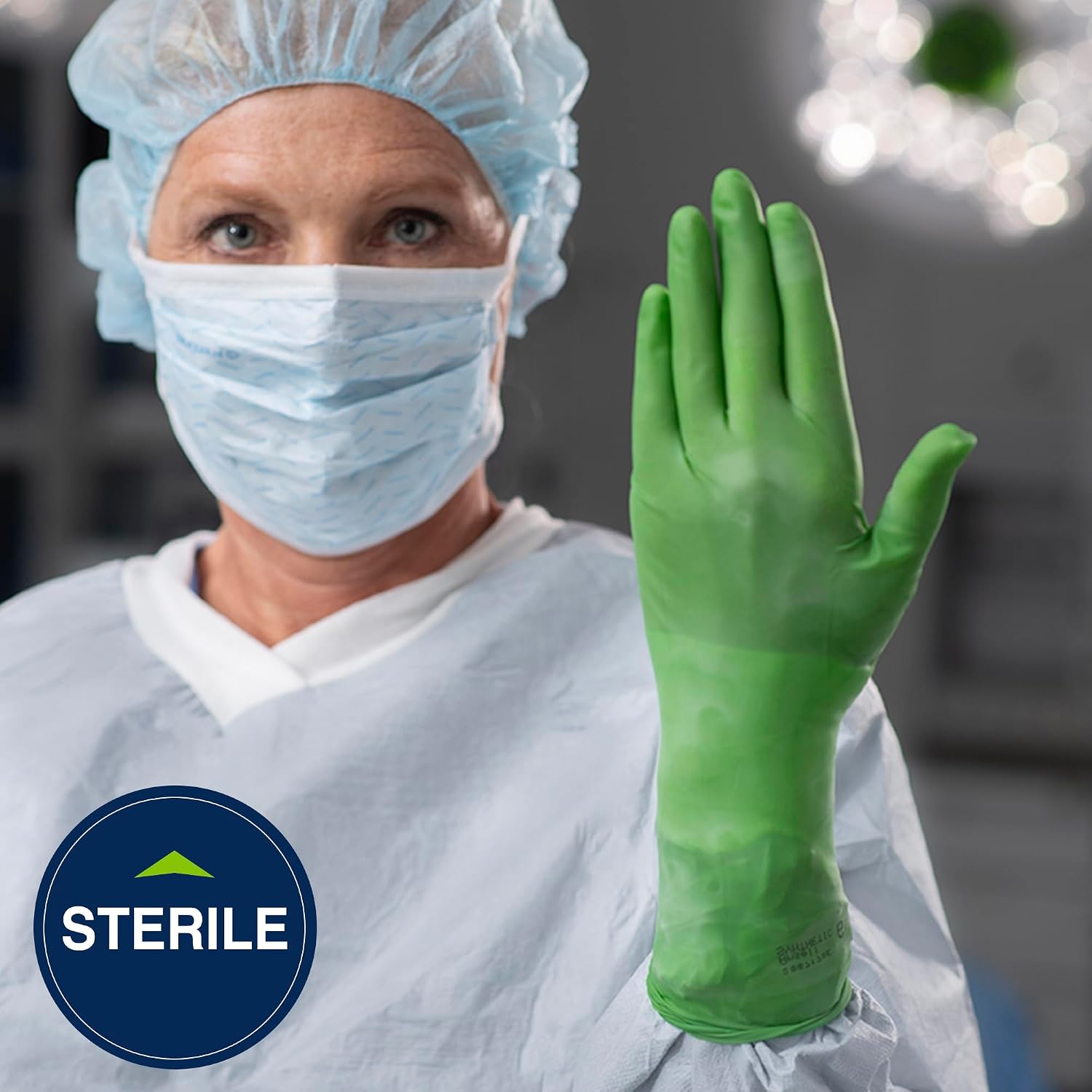 HALYARD Ortho Surgical Glove, Polyisoprene, 12.8 Mil Thick, Individually Wrapped Pairs, Powder-Free, Sterile, 8.5 Large, Green, SGL98085 (Box of 50 Pairs - 100 Total)