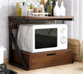 Wooden Microwave Stand with Drawer, Space Saving Storage Organizer, Kitchen Baker Rack for Living Room
