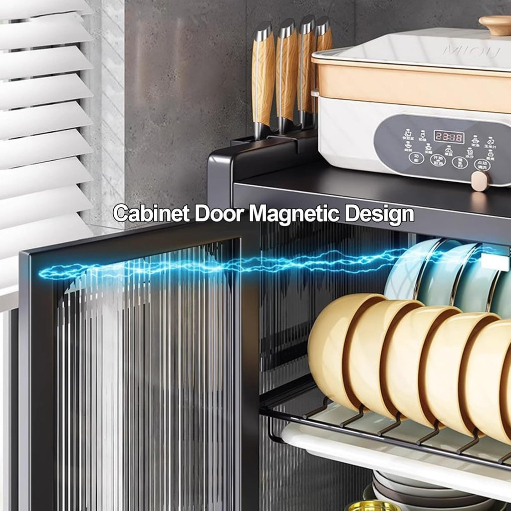 Kitchen Microwave Stand with Storage and Dish Drying Rack Bakers Rack with Drawers for Kitchen Countertop Nization Dish Cabinet and Storage Cabinet for Kitchen Essentials,A,One Size