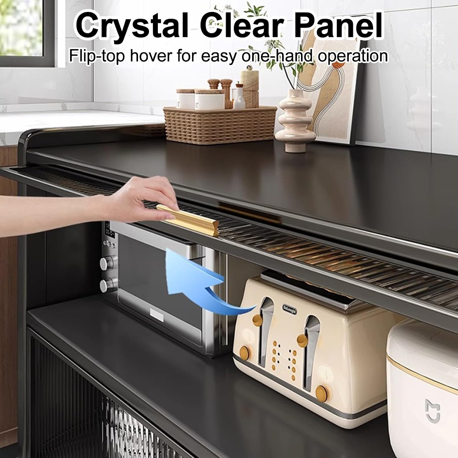 Microwave Oven Rack,Multi-Layer Kitchen Prep Table with Storage, Microwave Oven Shelf, Dust-Proof Bakers Rack, Versatile Dining Side Table, Svart 80x36x85 cm, Space-Saving Organization