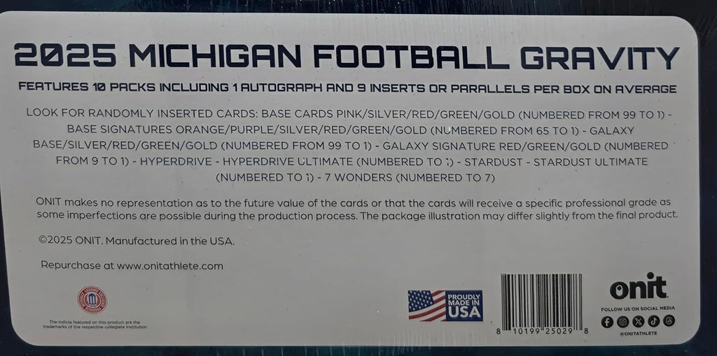 2025 Onit Gravity College Football Card Hobby Box (Michigan Wolverines)