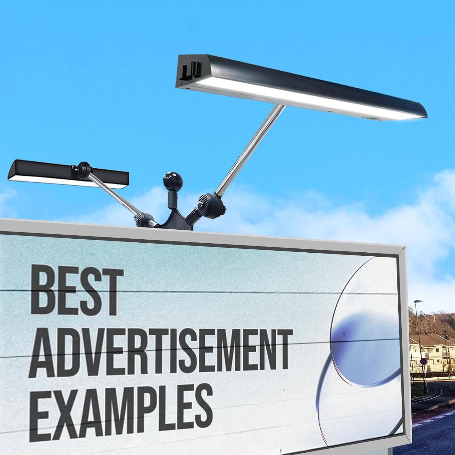 Solar Sign Lights Outdoor 464 LED Ultra Bright Dual-Side Billboard Light with Mounting Bracket 8000 mAh Commercial Solar Lights for Wall Real Estate Business Yard Sign Advertising Lighting (Black)