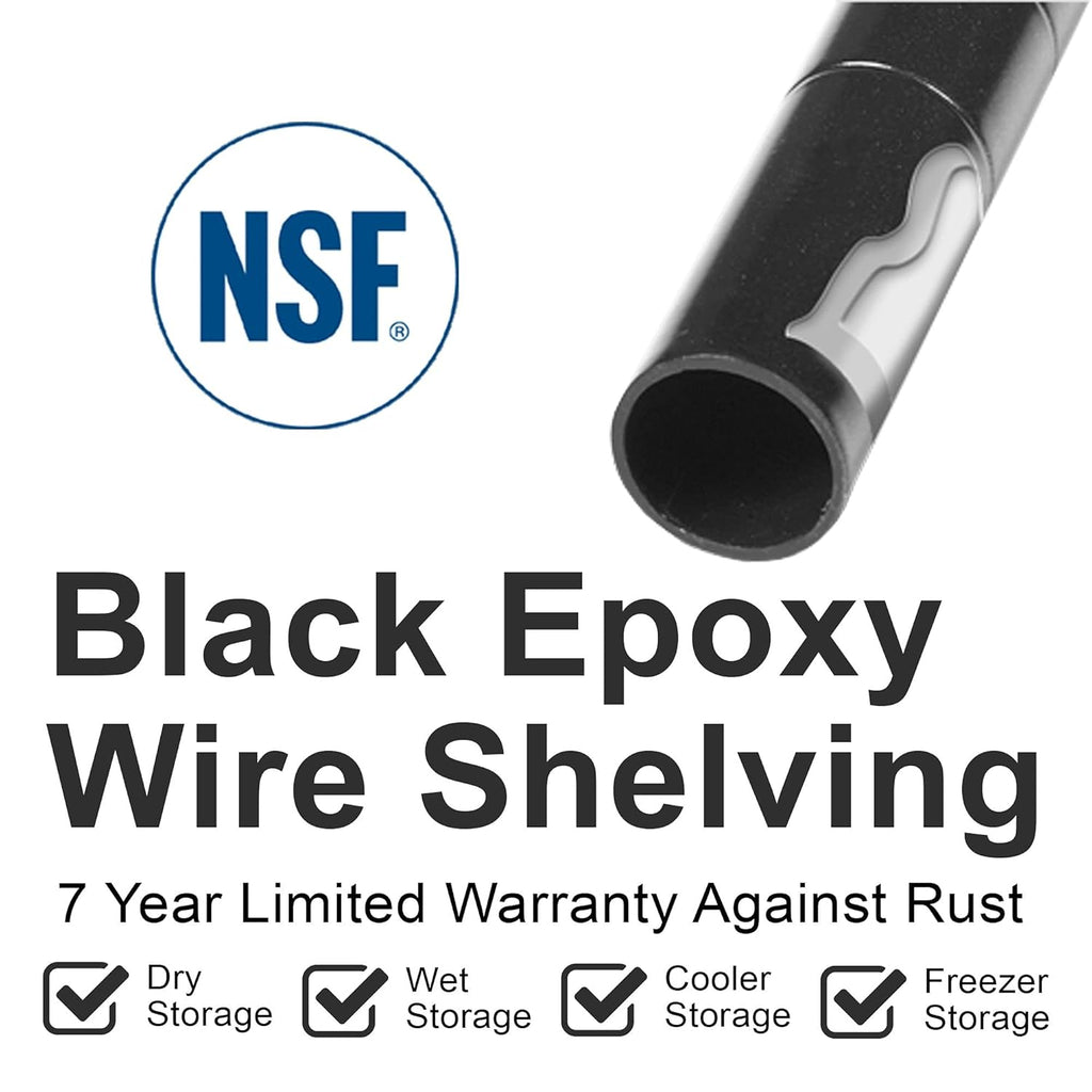 Nexel Economy Adjustable Wire Shelving Unit, 4 Tier, NSF Listed Commercial Storage Rack, 24' x 48' x 74', Black Epoxy