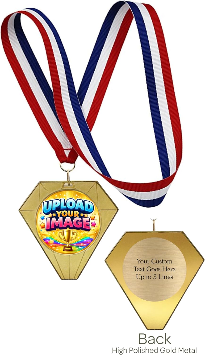 Custom Medals for Awards with Logo and Text on Back | Design Your Own Customized Personalized Medal for Kids and Adults | Design Your Own Award Medal | Medallas Personalizadas