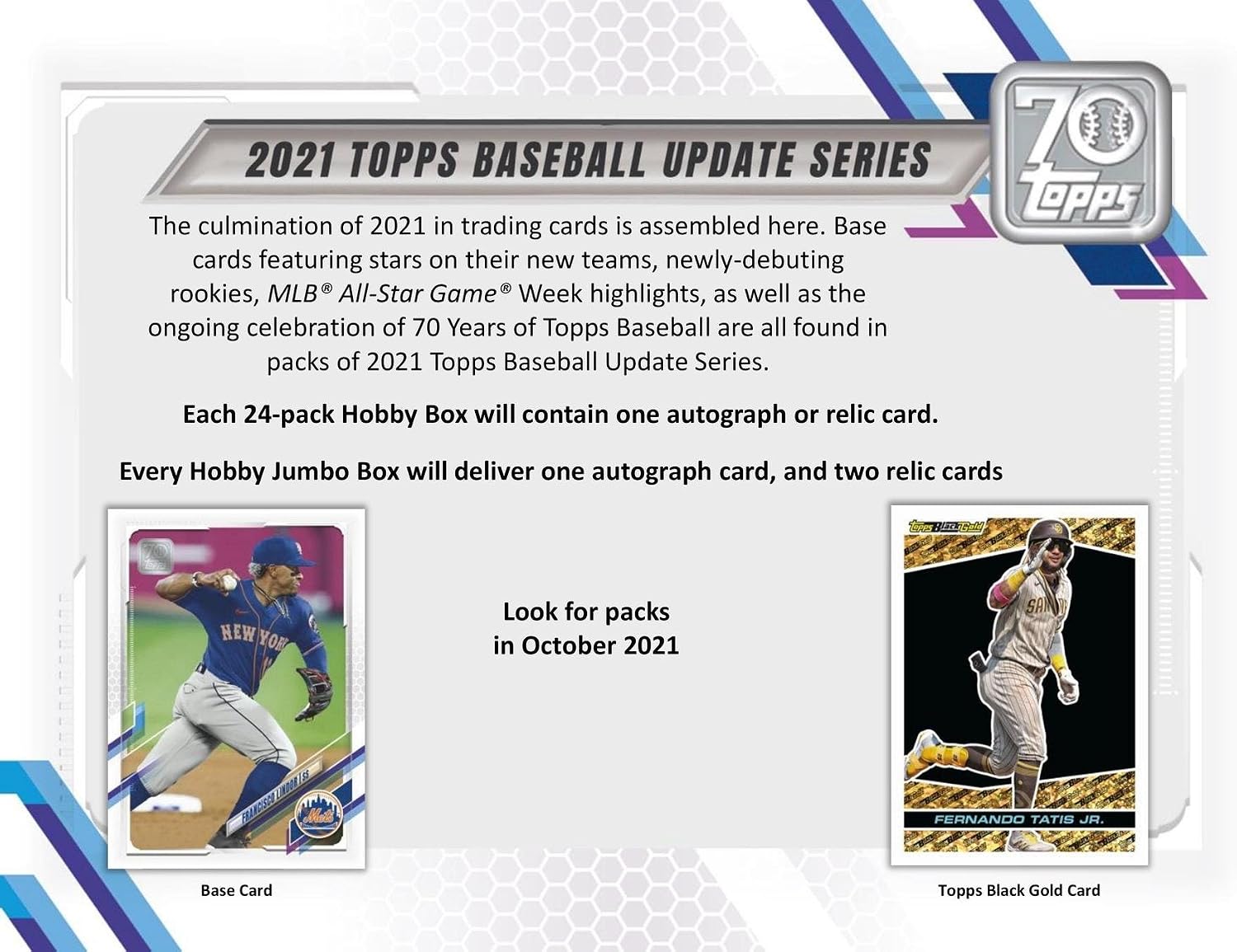 2021 Topps Update Baseball Hobby Box(24 Packs/14 Cards,1 Silver Pk, Auto or Mem)