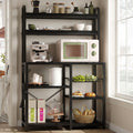 IDEALHOUSE Bakers Rack with Power Outlet, 6-Tier Coffee Bar Station with Wire Drawer, Industrial Microwave Stand, Kitchen Standing Bakers Racks with Large Storage, Hutch, Retro Black