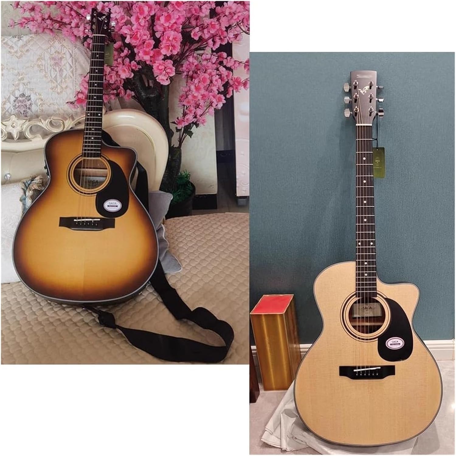 MXL&LJB 41' Acoustic Guitar for Beginner, Full Size Thin Cutaway Guitarra, Lightweight Body Suitable for Adult Teen with Gig Bag and Other Accessories(Black)