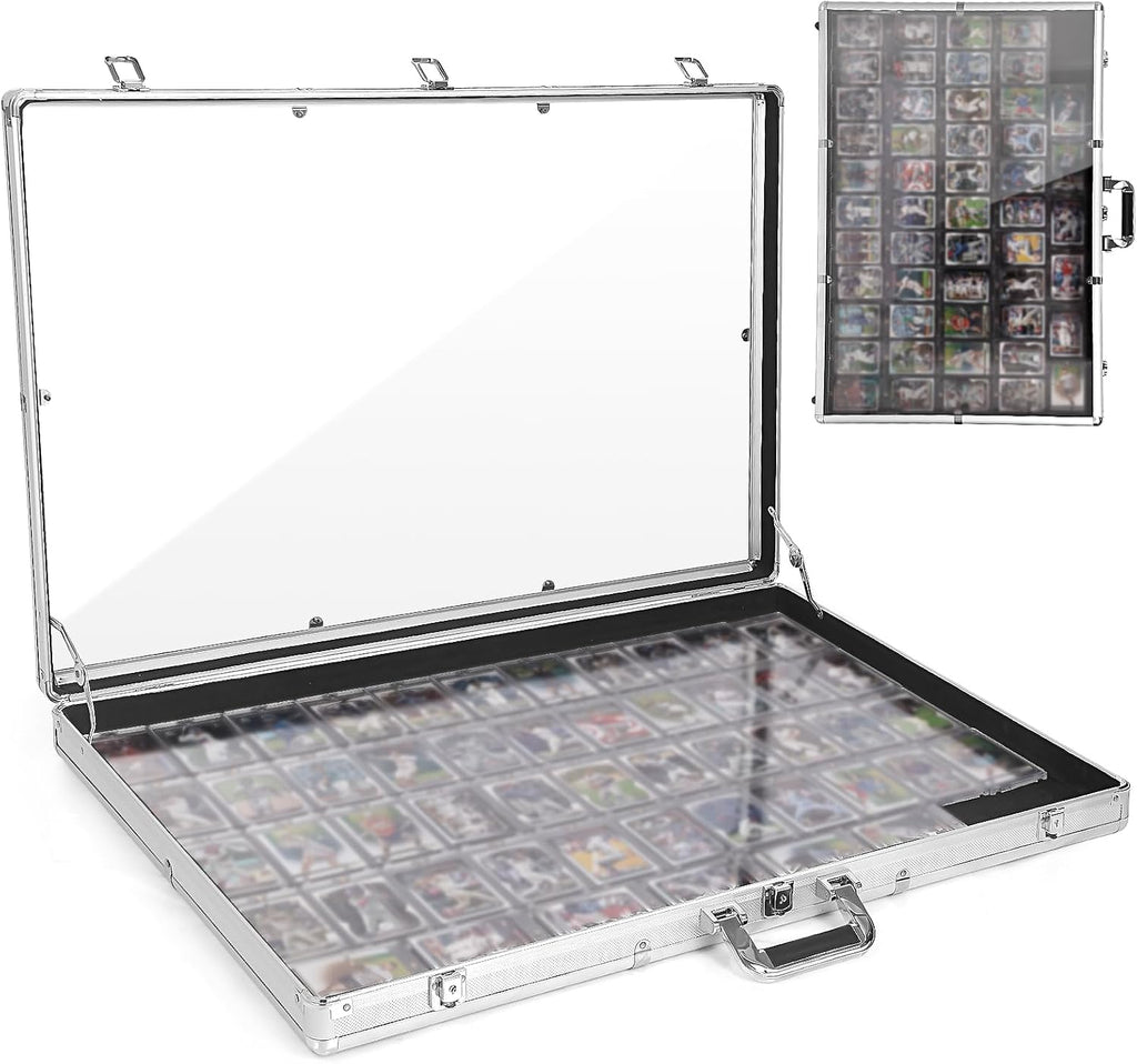 Large Card Show Display Case with Clear Acrylic,Portable Aluminum Trade Show Display Frame with Lock for MTG TCG Sports Collectibles Cards (34'x22')