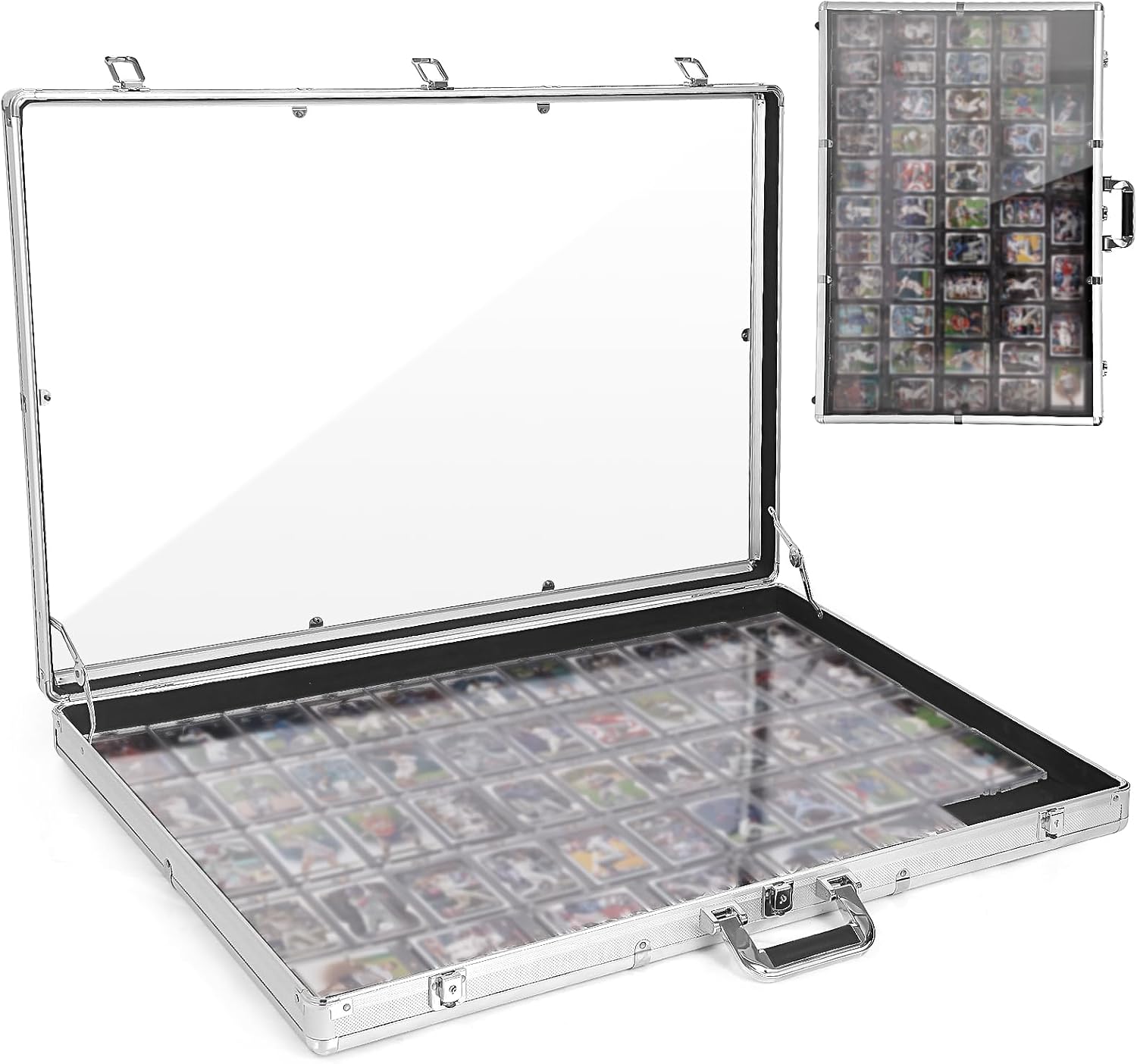 Large Card Show Display Case with Clear Acrylic,Portable Aluminum Trade Show Display Frame with Lock for MTG TCG Sports Collectibles Cards (34'x22')