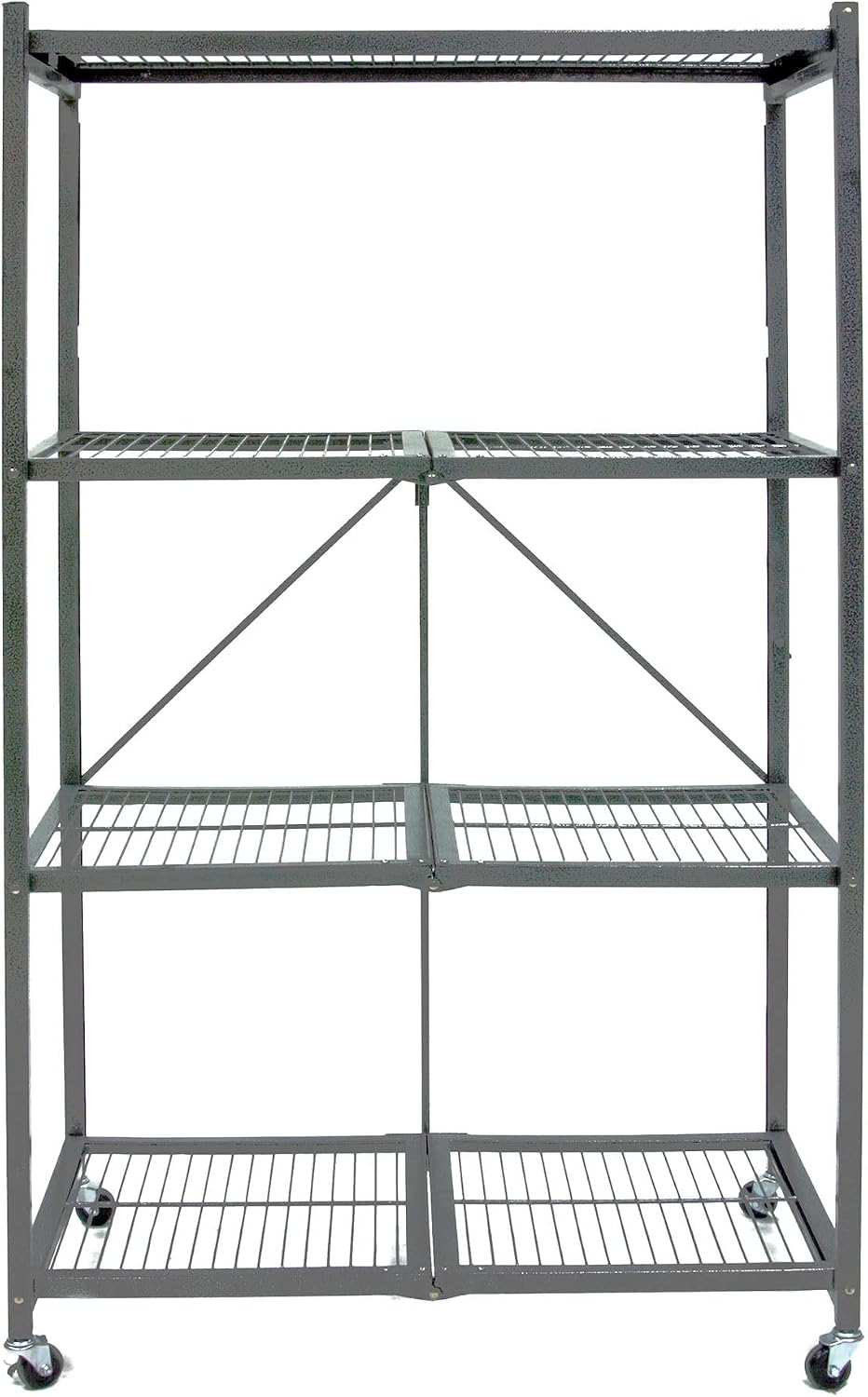 Origami 4-Pack R5 Storage Rack, 4-Tier Heavy-Duty Foldable Steel Shelf with Wheels, Gray