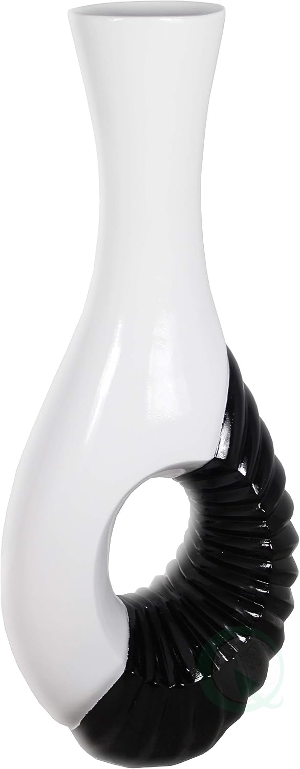 Modern Black and White Large Floor Vase - 43 Inch Tall, Contemporary Home Decor, Minimalist Design, Elegant Room Accent, Statement Piece, Sleek Floor Decoration, Fill with Dried Branches or Flowers