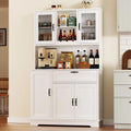 Vongrasig Kitchen Pantry Cabinet, Farmhouse Kitchen Hutch Tall Storage Cabinet with Doors and Shelves, Modern Food Pantry for Dining Room, White
