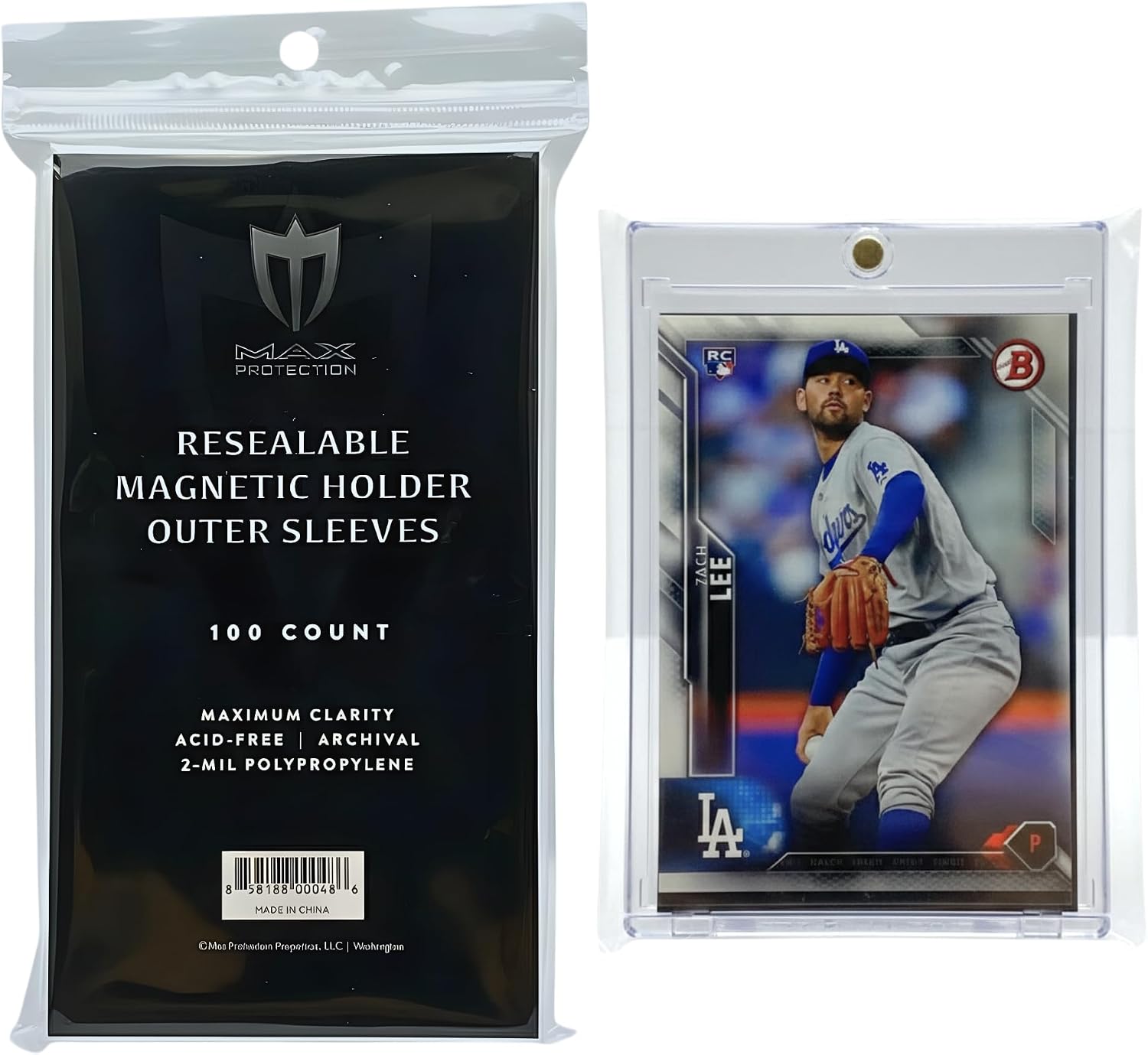 Max Protection Magnetic Card Holder Sleeves - Resealable 100ct Packs - Crystal Clear Acid-Free Polypropylene - Secure & Protect from Scratches, Fingerprints - Archival Quality (10000 Sleeves)