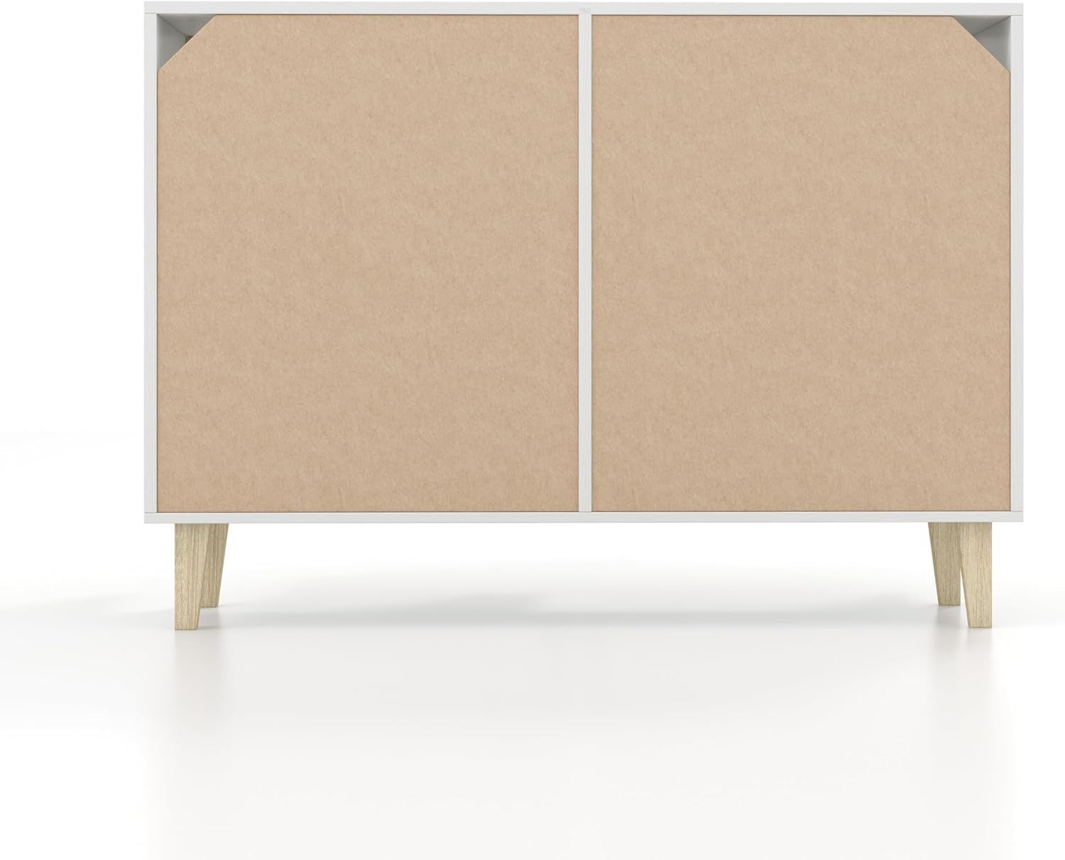 Panana Buffet Storage Cabinet with Rattan Decorating 4 Doors Living Room Kitchen Sideboard 48.43 x 34.65 x 15 inch (White)