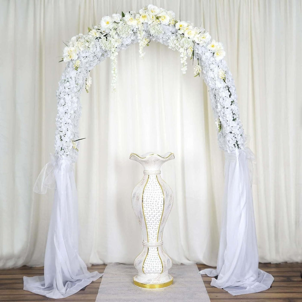 Efavormart 39' Shimmering Gold Glittered Marble Design Floor Flower Pot Vase with Pearls and Mirror Mosaic Embellishment
