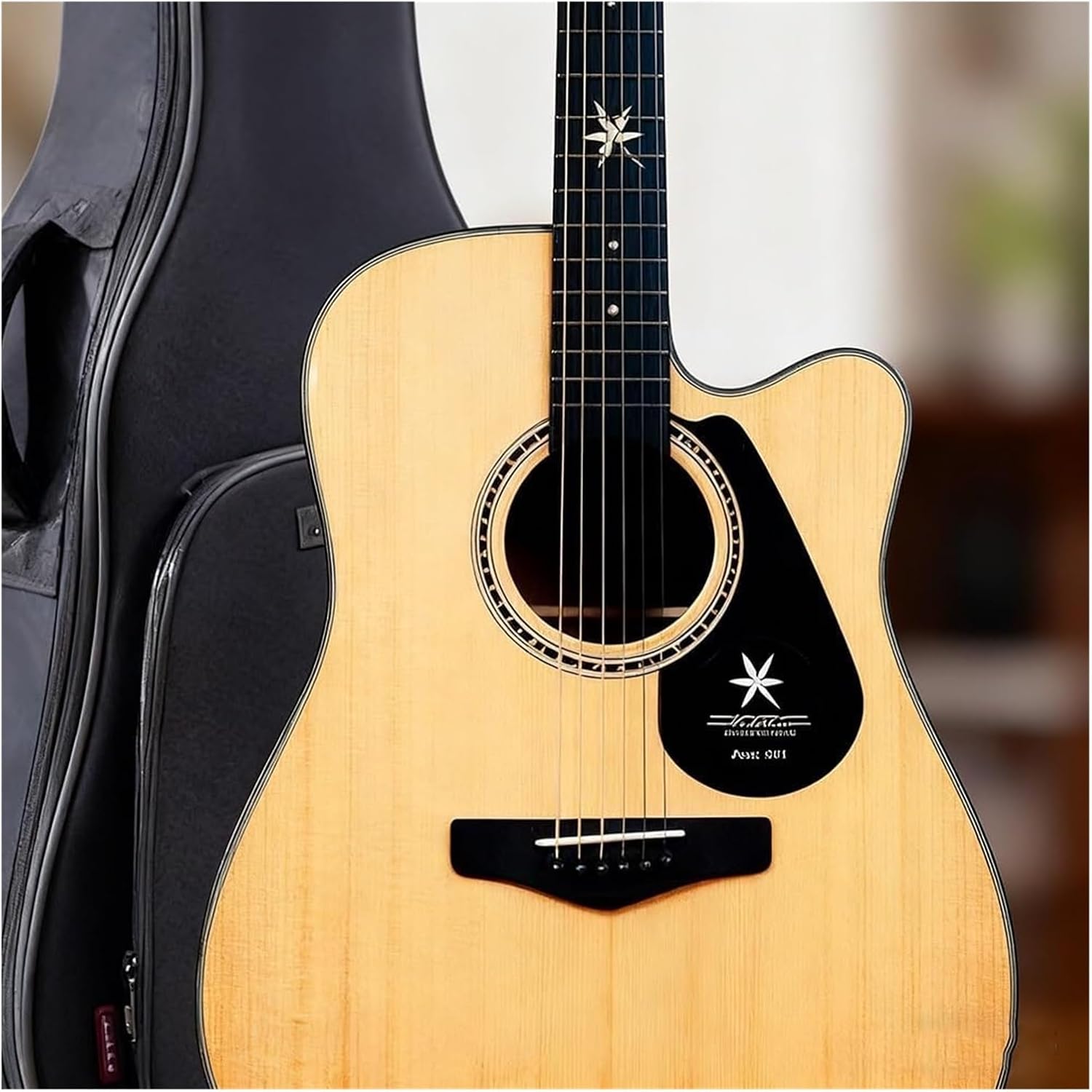 MXL&LJB Acoustic Guitar, Cutaway Bundle with Gig Bag, Picks, Strings, Strap 41 Inch Full Size Dreadnought Spruce Top for Beginners Teens Adults(Natural)
