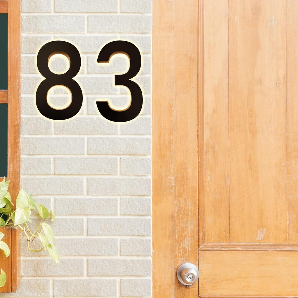 House Numbers Light Up, 16' Backlit Illuminated 3D Floating LED Address Number, Stainless Steel LED Lighted House Number, Modern House Numbers, Warm Light,W