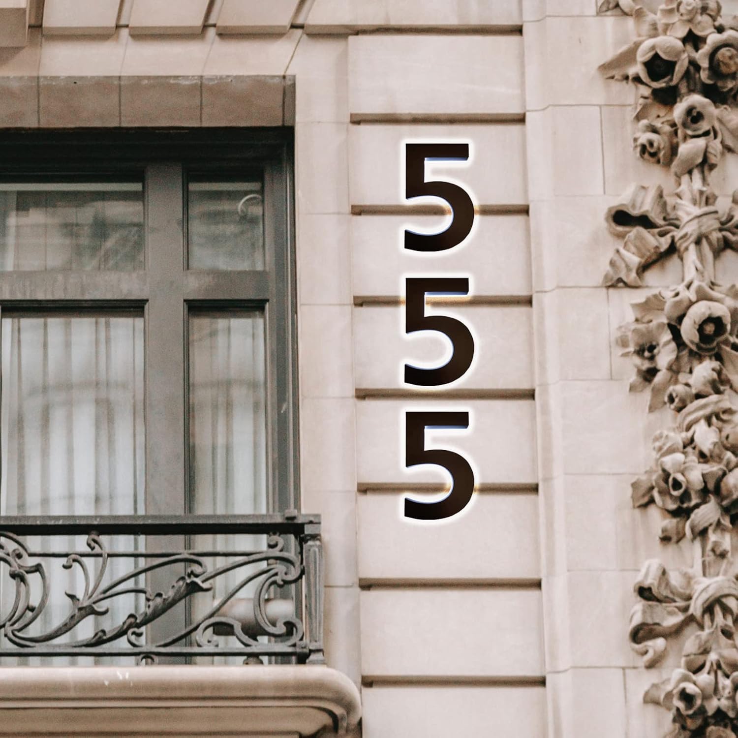 Modern Backlit LED House Numbers 14', Stainless Steel Acrylic Light Up LED Address Number Sign, Waterproof Outdoor Illuminated Address Numbers,3