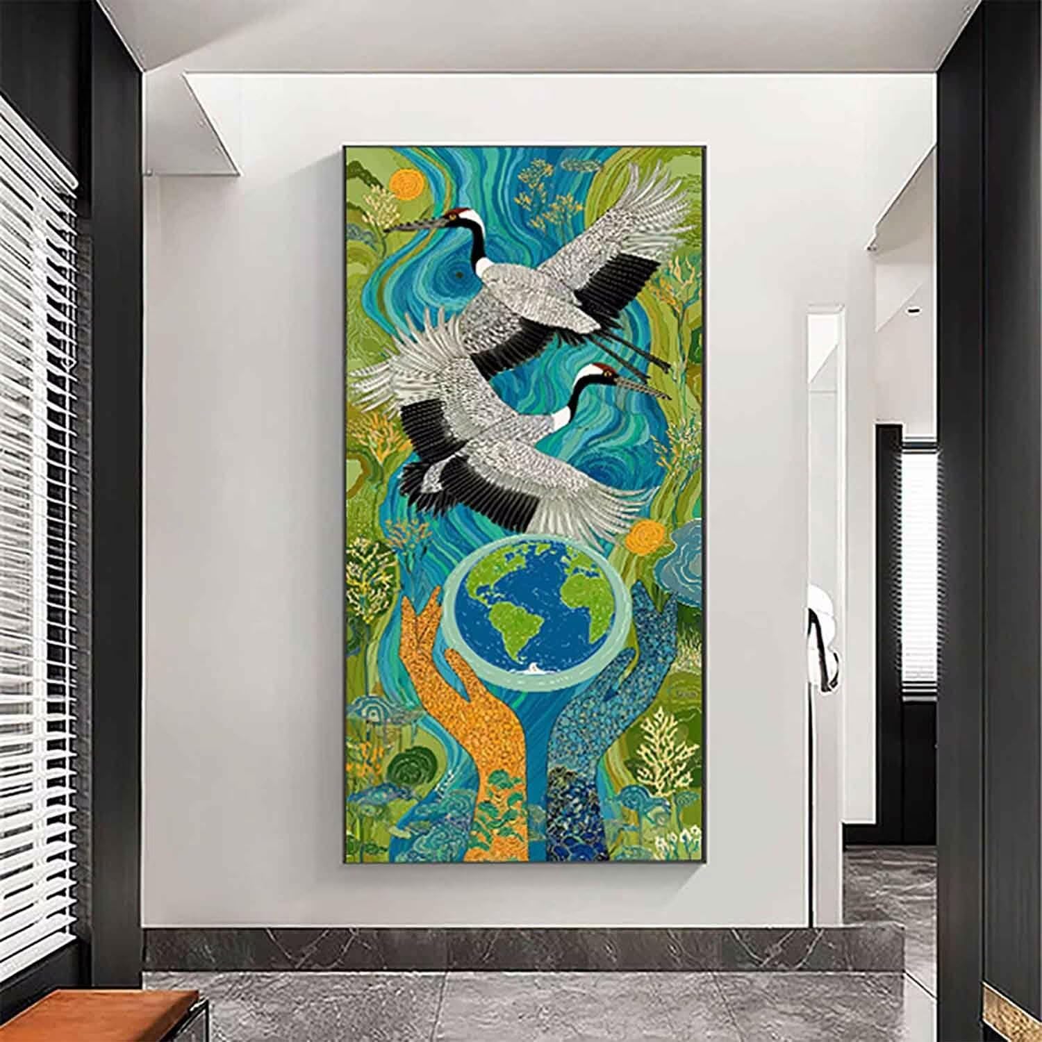 Animal Diamond Painting Red-Crowned Crane Diamond Art Kits for Adults, 5D Gem Art Painting Kit Beginners DIY Round Full Drill Crystal Dots Embroidery Crafts, Home Wall Decor Gifts 40x80in xy0-16v