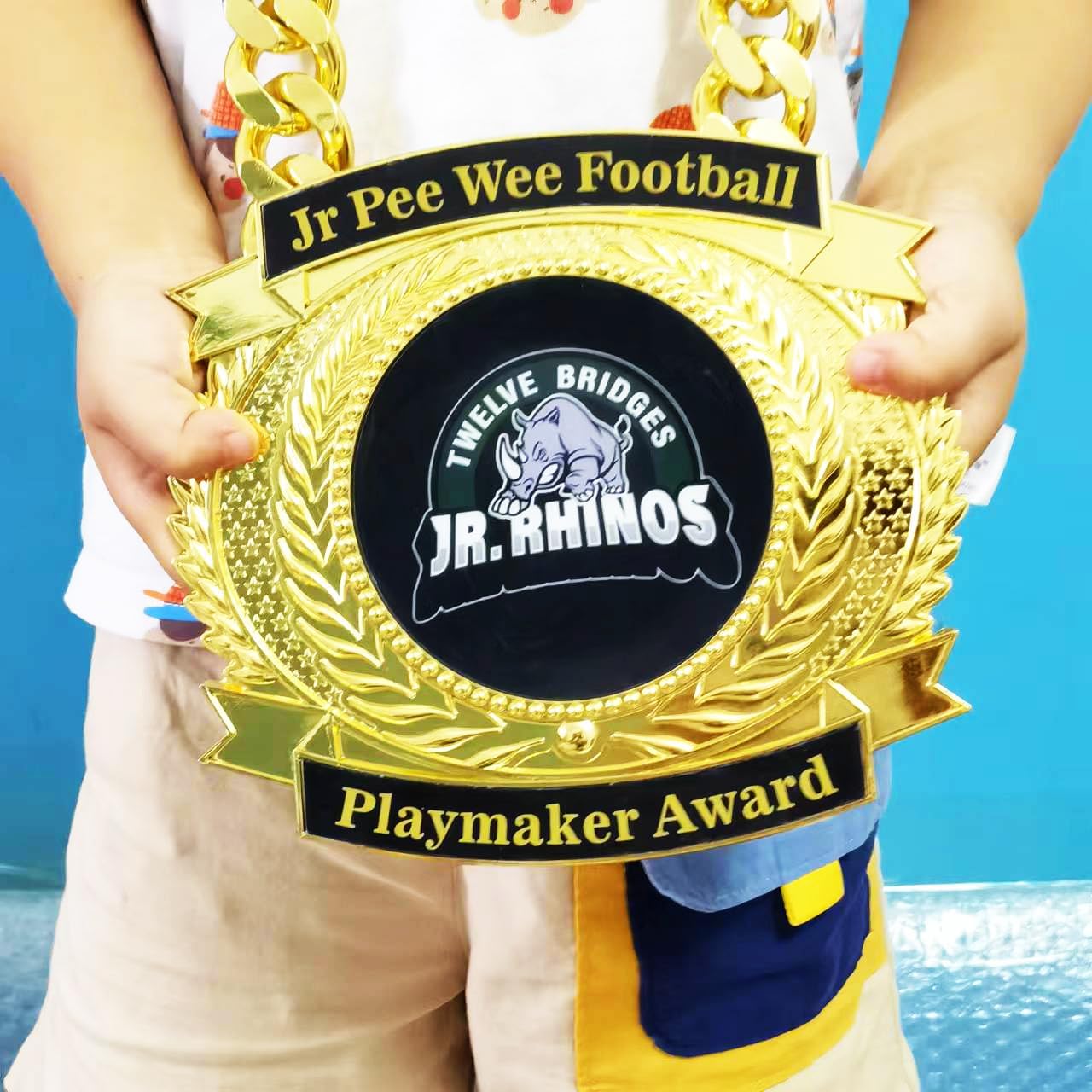 Championship Belt, Custom Giant MVP Champion Chain Medal, Champ Award Winner Prize Trophy Necklace For Adult Team Football Soccer Baseball Basketball Fantasy Football Chain (custom gold medal)