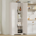 IDEALHOUSE Tall Pantry Cabinet, 60' Kitchen Pantry Storage Cabinet with 2 Doors and Adjustable Shelves, Freestanding Kitchen Cabinet, Cupboard for Dining Room, Bathroom (White)