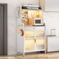 4-Tier Kitchen Pantry Storage Cabinet, Baker's Rack with Drawer Pegboard, Flip Door Design, Ideal for Home Kitchen, Garage, Organizing Spices, Pots Pans,White,60cm/23.6in
