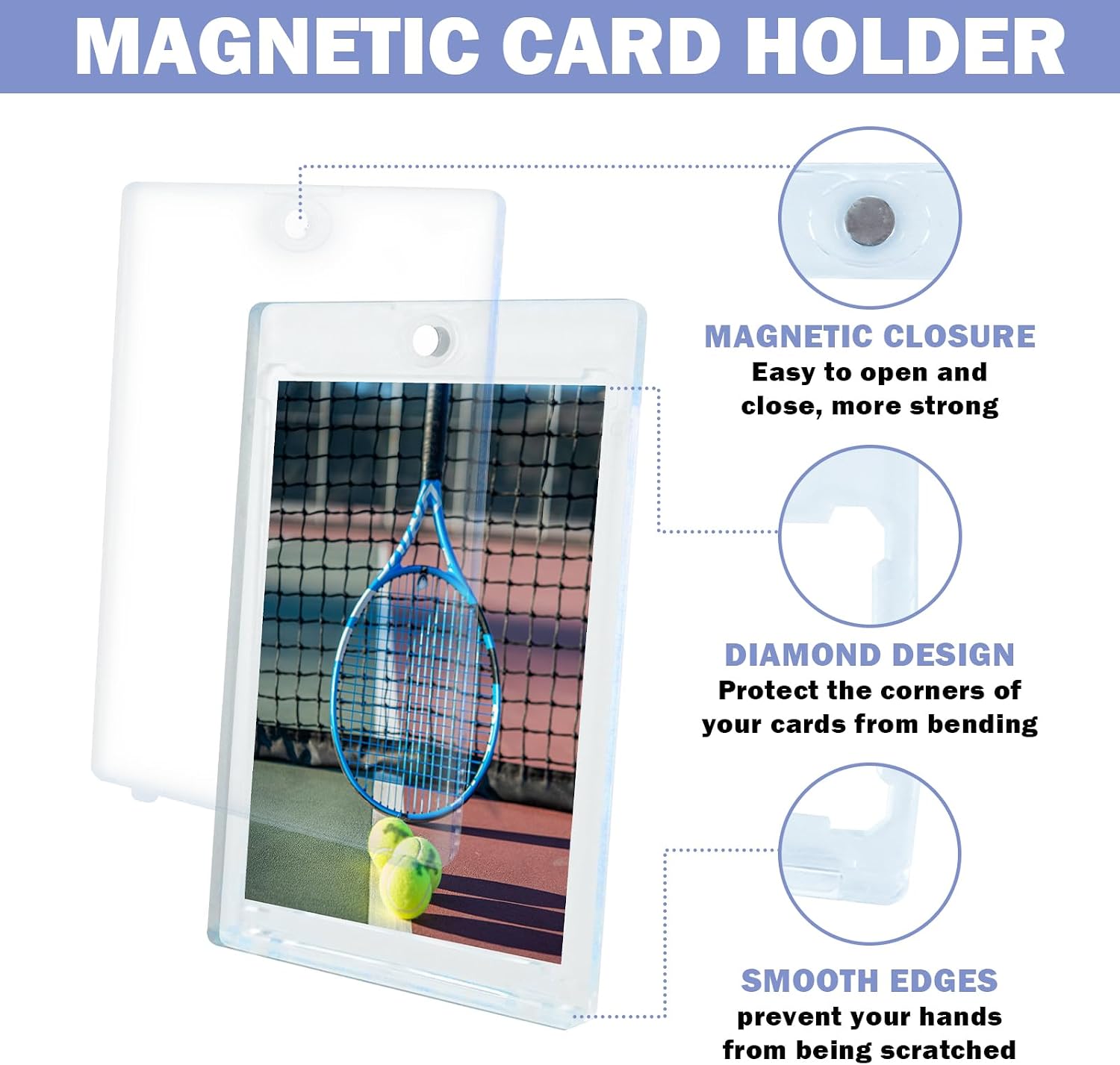TORONTOKYO 300ct Magnetic Card Holders, 35pt One Touch Magnetic Card Holder, U-V Protection Hard Plastic Card Display Case for Trading, Sports, Baseball, Football, Game Cards