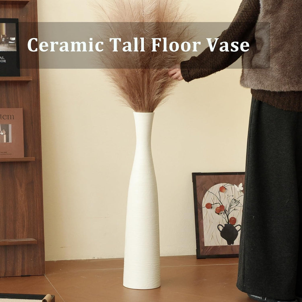 Ceramic Tall Floor Vase, 29' Tall Terracotta Large Decorative Vases for Rustic Modern Boho Home Decor, Living Room Decoration, Big Standing Vase for Pampas Grass, Flowers, Dried Flowers