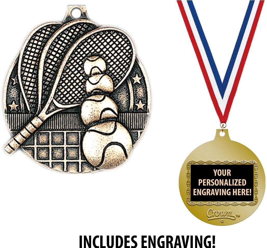 Tennis Medals, 2' Gold Tennis Medal Award with Free Custom Engraving