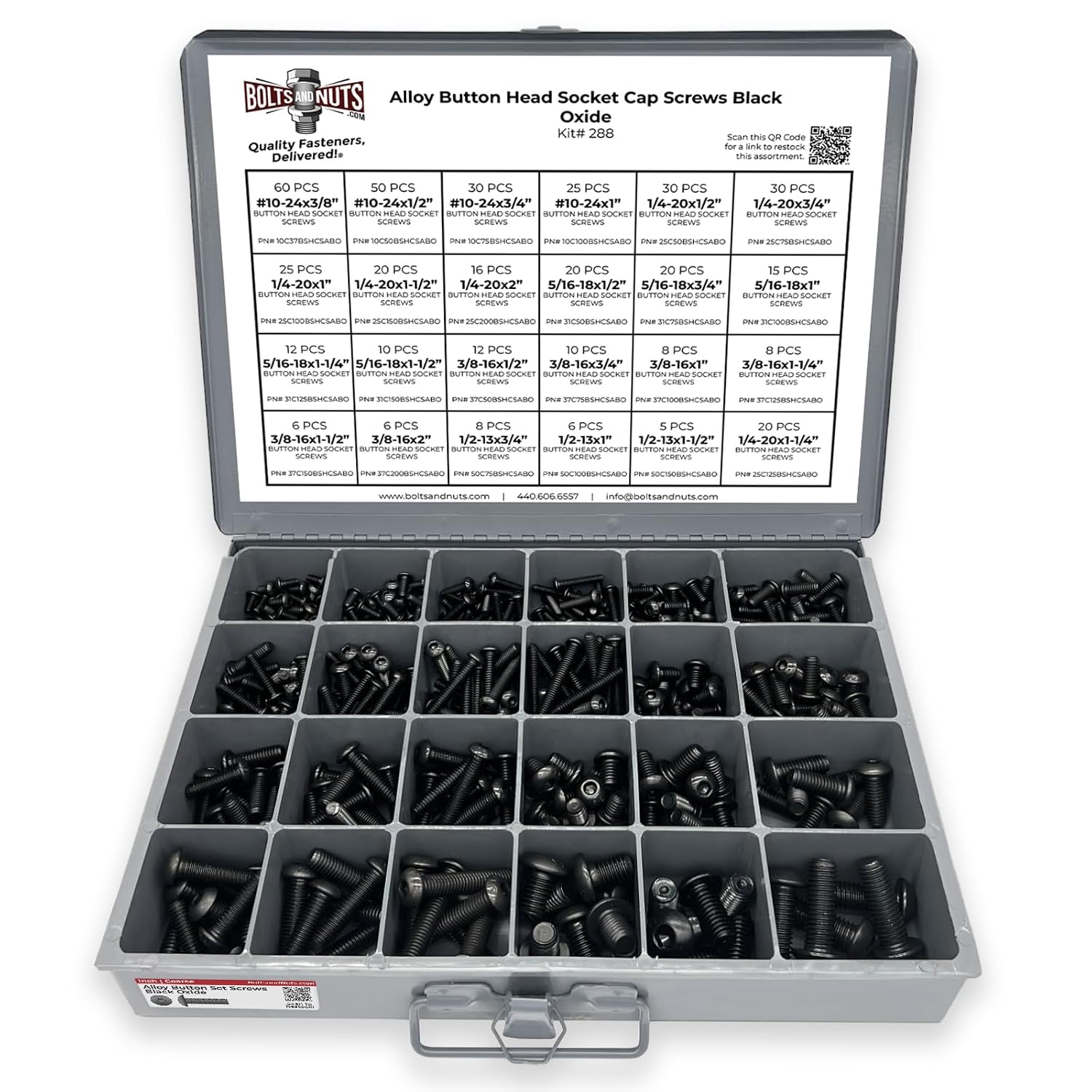Inch Alloy Allen Button Head Socket Cap Screws Black Oxide Bolts Assortment - 453 PCS