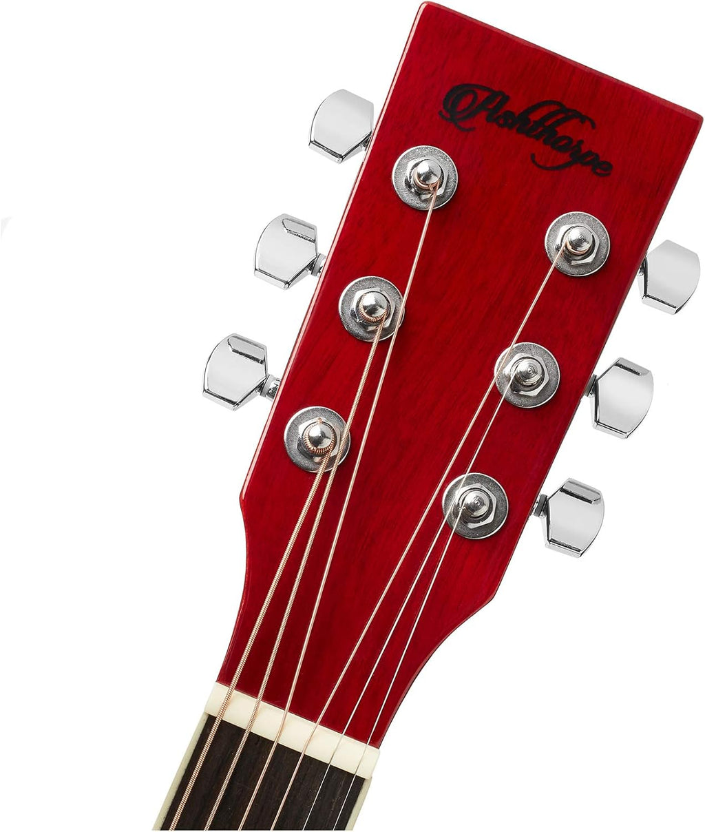 Ashthorpe Full-Size Dreadnought Acoustic-Electric Guitar Bundle - Premium Tonewoods - Red