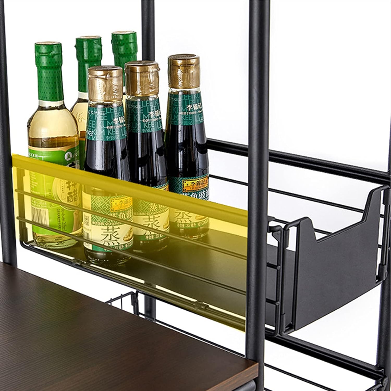 TFCFL Kitchen Storage, Utility Microwave Stands Storage For Spice, 4-Tier+5 Push-Pull Headers, Bakers Rack Multi-Layer Kitchen Storage Shelf