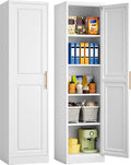 SISESOL 71' Tall Narrow Storage Cabinet with 1 Door and 5 Shelves,Slim Kitchen Pantry Cabinet,White Metal Bathroom Cabinets,Large Cupboard for Home,Kitchen,Laundry,Bathroom
