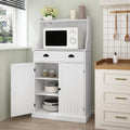 ARTPOWER 54' Kitchen Microwave Cabinet/Stand with Storage and Drawers, Pantry Storage Cabinet with Hutch & Adjustable Shelves for Kitchen, Dining Room, Living Room, Hallway in White
