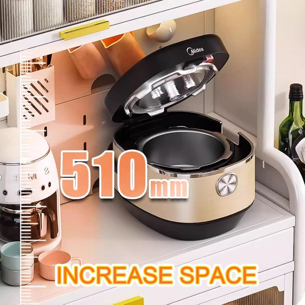 5-Tier Kitchen Bakers Rack with Drawer, Kitchen Cabinets with Worktop, with Wheels, Easy to Move(60cm)