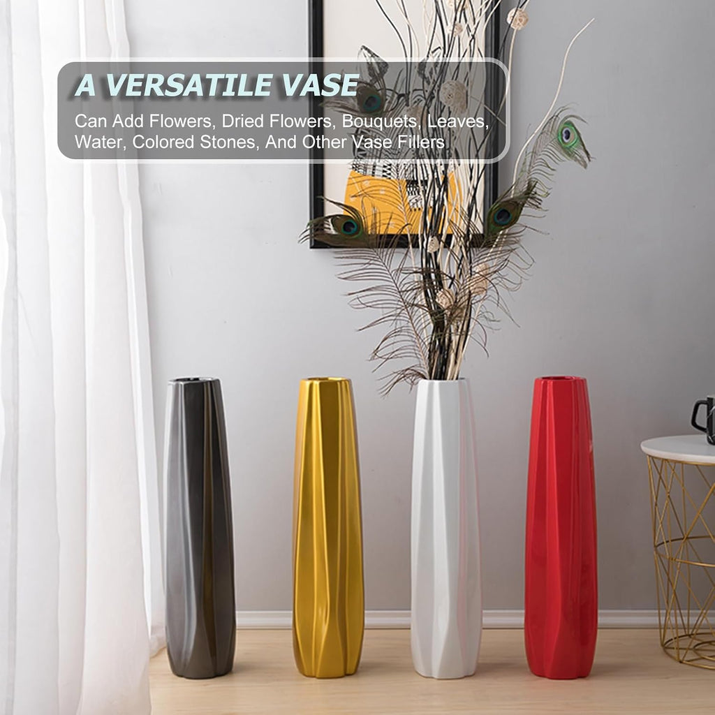 Modern Large Flower Tall Vases,Floor Vase,Large Size Ceramic Vase,Multifunctional Decorative Ornaments,for Office, Home,Farmhouse,Living Room Décor (Color : Grey, Size : 24in)