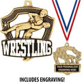 Custom Wrestling Medals, 2 1/4' Shieldz Wrestling Award Medals with Free Engraving