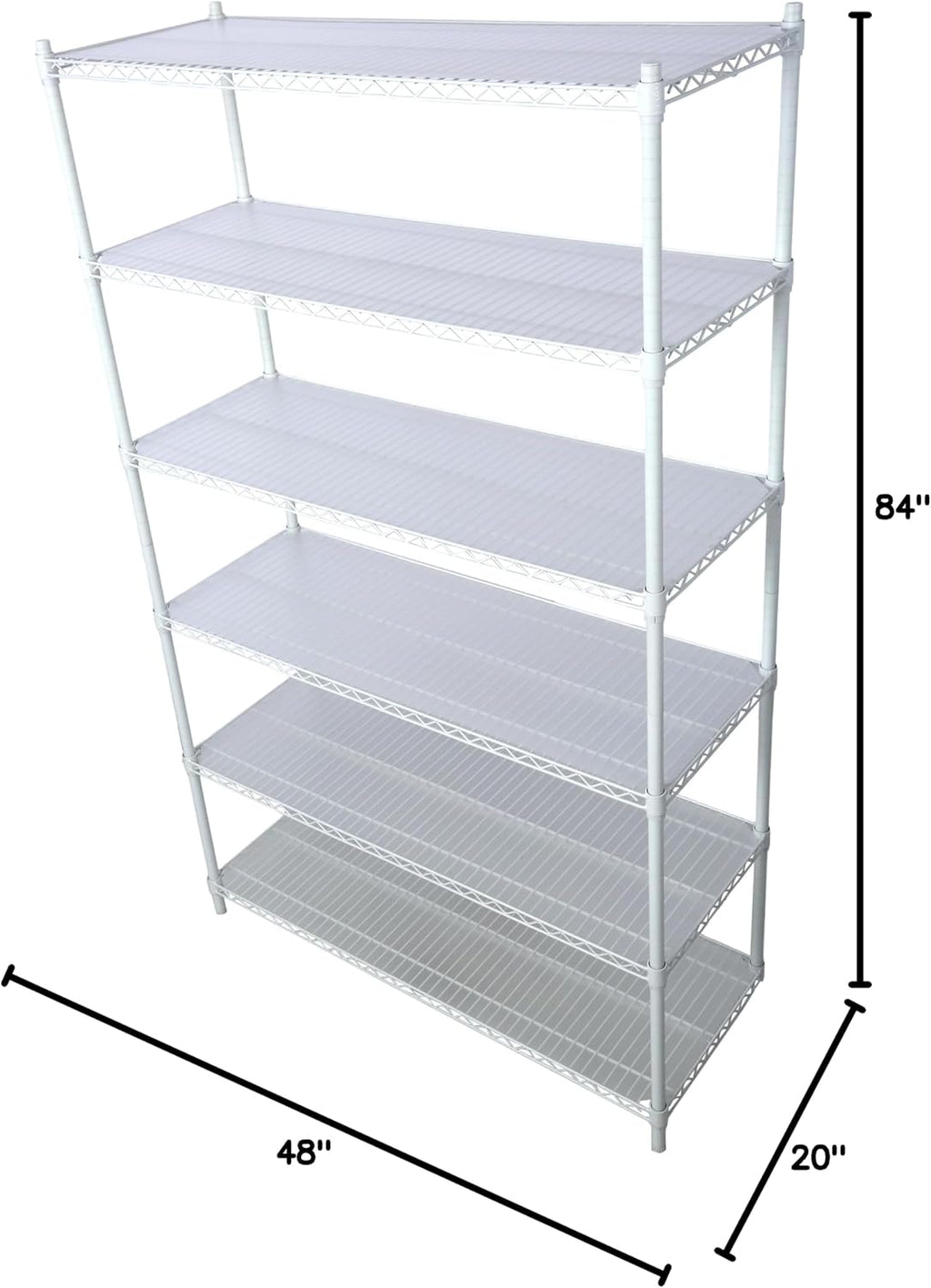 Heavy-Duty 6-Tier NSF Commercial Shelving Unit - 6000LB Capacity Adjustable Metal Storage Rack with Wheels, 84' H x 48' L x 20' D, Steel Wire Shelving for Warehouse/Garage/Restaurant (White)