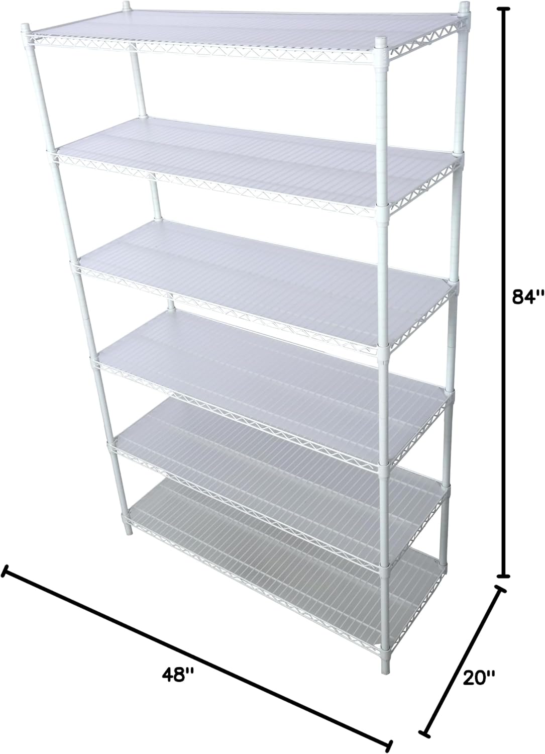 Heavy-Duty 6-Tier NSF Commercial Shelving Unit - 6000LB Capacity Adjustable Metal Storage Rack with Wheels, 84' H x 48' L x 20' D, Steel Wire Shelving for Warehouse/Garage/Restaurant (White)