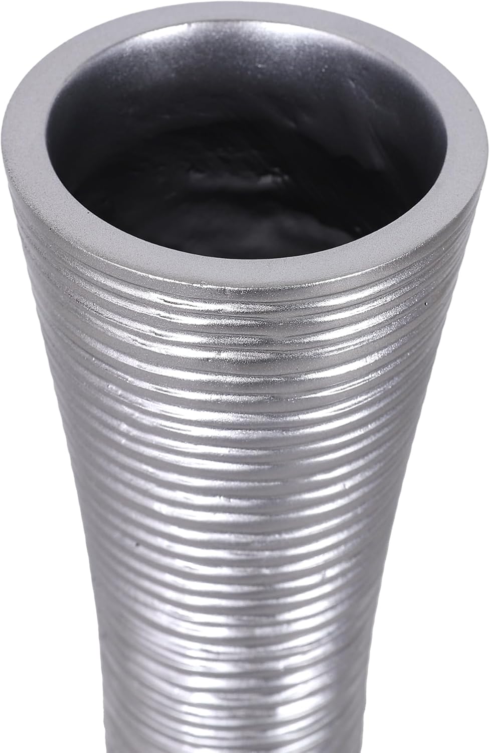Leewadee Decorative Tall Floor Vase for Living Room Decor, 34 inches, Silver, Resin