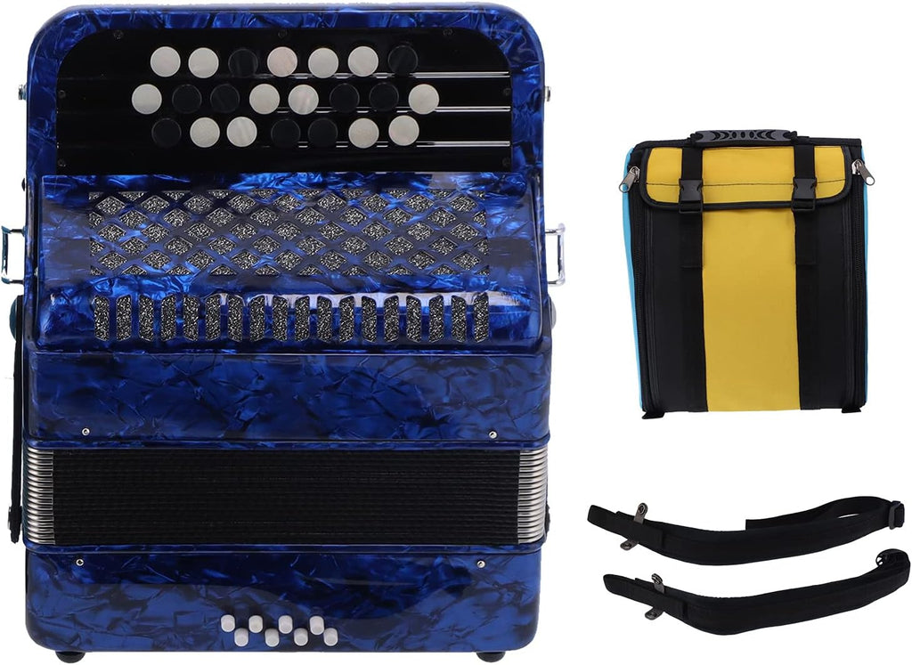 Accordion, 22 Key 8 Bass Button Accordion with Bag, Beginner Adult Professional Accordion, Rich Timbre With Shoulder Strap Comfortable ＆ Sensitive Button ()