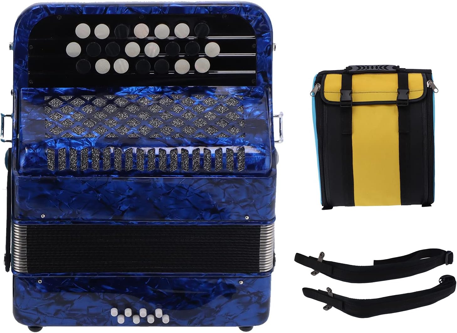 Accordion, 22 Key 8 Bass Button Accordion with Bag, Beginner Adult Professional Accordion, Rich Timbre With Shoulder Strap Comfortable ＆ Sensitive Button ()